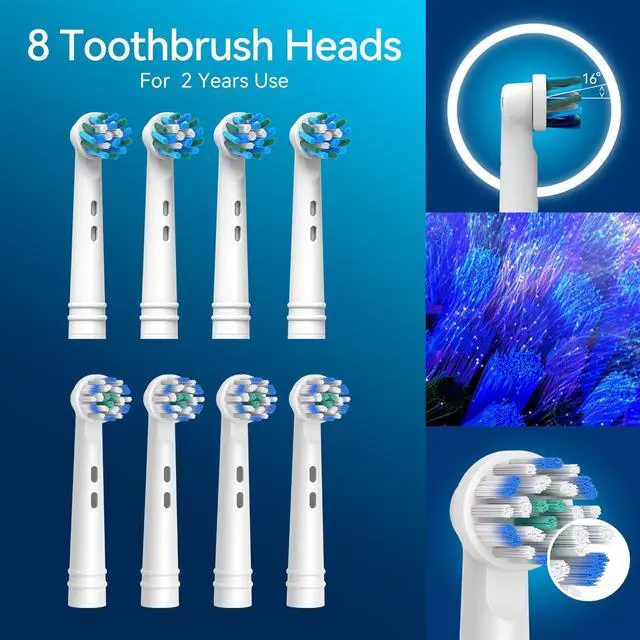 Alt view image 13 of 14 - Rotating Electric Toothbrush with 8 Round Brush Heads, with 5 Cleaning Modes, Sonic Technology Whitening Teeth in 14 Days, for Adult and Kids, SG-2603 (Blue)