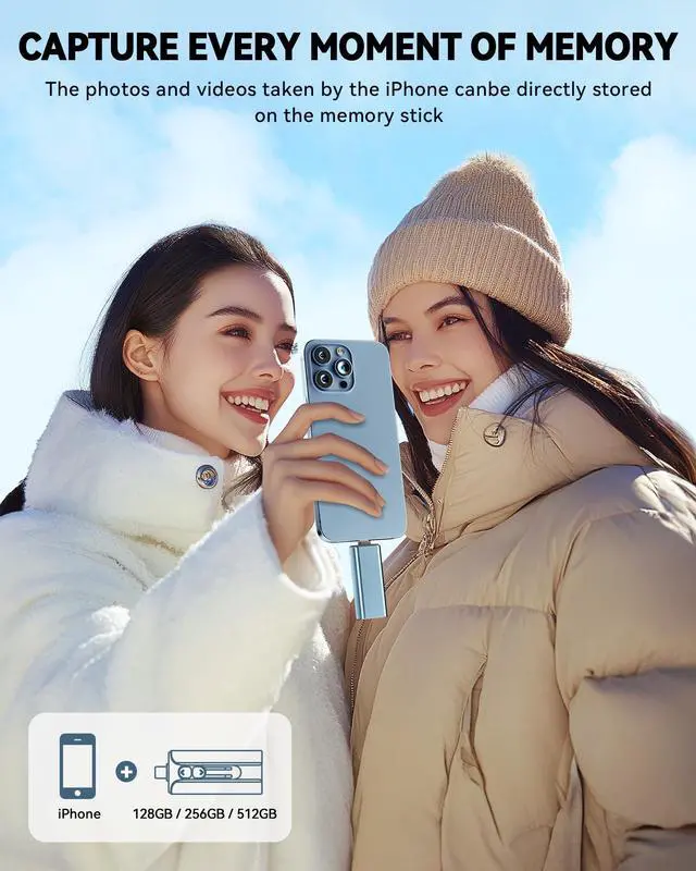 Alt view image 11 of 14 - MFi Certified Flash Drive 256GB for iPhone Thumb Drive Photo Stick, High Speed USB Memory Stick iPhone Flash Drive for Photos Videos, External Storage Jump Drive for iPhone/iPad/Android/PC (Blue)
