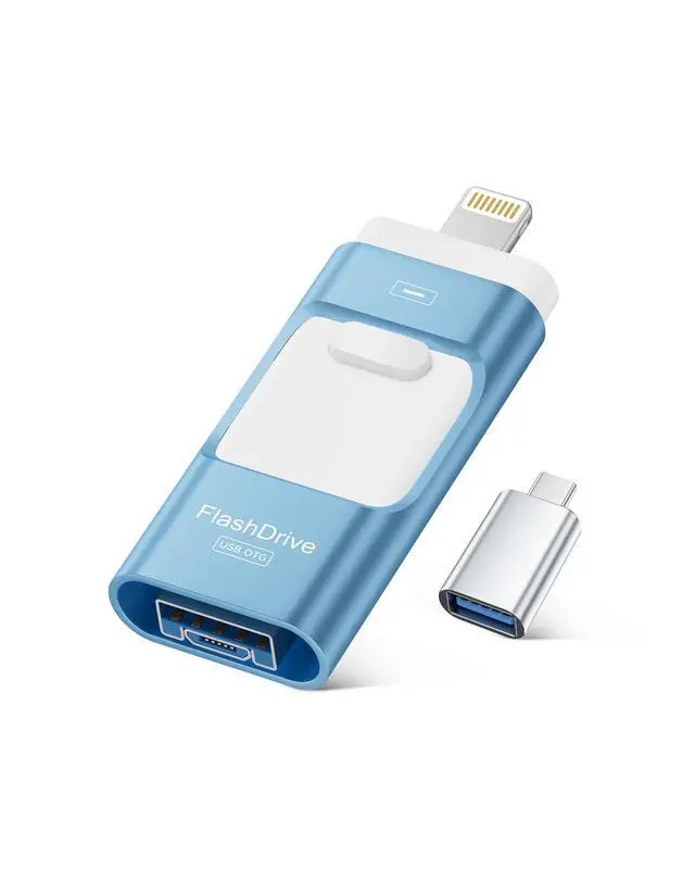 Alt view image 8 of 14 - MFi Certified Flash Drive for iPhone 256GB, Photo Stick Memory Stick for iPad, USB Thumb Drive for Photos Videos Transfer & Backup, External Storage Compatible for iPhone/Android/PC/Mac (Light Blue)