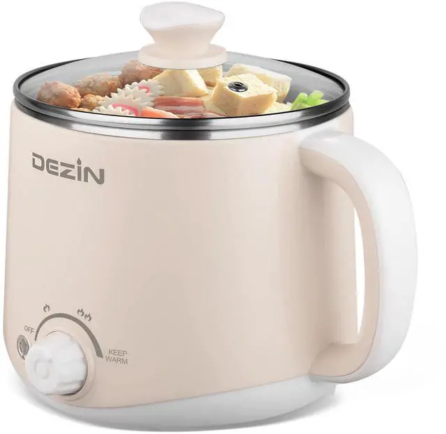 Alt view image 8 of 14 - Electric Pot, 1.6L Ramen Cooker, Hot Pot Electric Stainless Steel, Multifunctional Cooker for Egg, Pasta, Soup, Porridge, Oatmeal with Temperature Control and Keep Warm Function