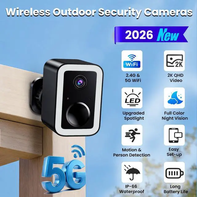 Alt view image 14 of 14 - 2026 Upgraded 2K Security Cameras Wireless Outdoor, AI Motion Detection & Spotlight Siren Alarm, Outside Battery Powered Camera for Home Security, Full-Color Night Vision, Support WiFi 5G & 2.4G