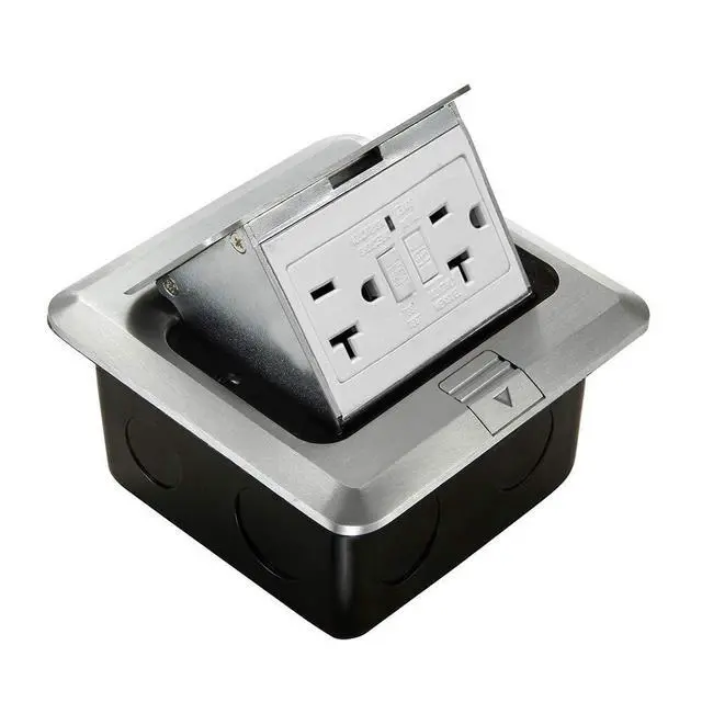 Alt view image 7 of 12 - Pop Up Floor Electrical Outlet Kitchen Countertop UL Listed Pop Out GFCI Receptacle Box Cover with Waterproof Socket 20A Silver