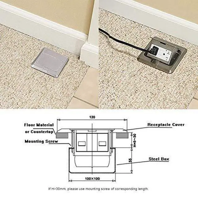 Alt view image 11 of 12 - Pop Up Floor Electrical Outlet Kitchen Countertop UL Listed Pop Out GFCI Receptacle Box Cover with Waterproof Socket 20A Silver