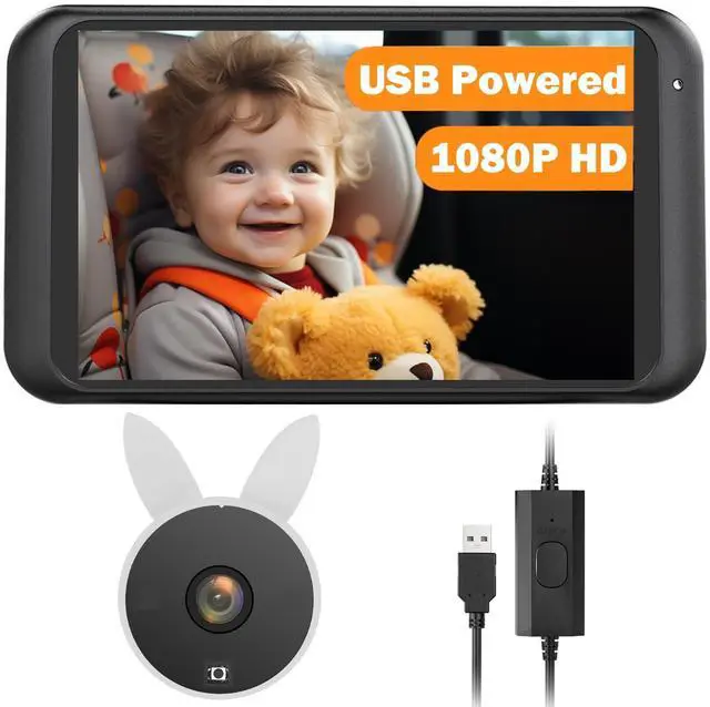 Alt view image 8 of 14 - USB Car Camera for Baby : 4.5" Baby Car Camera with 1080P Crystal Clear Mirror View, Easy Installation Carseat Rear Facing Moitor for Kids, HD IR Night Vision Backseat Monitor