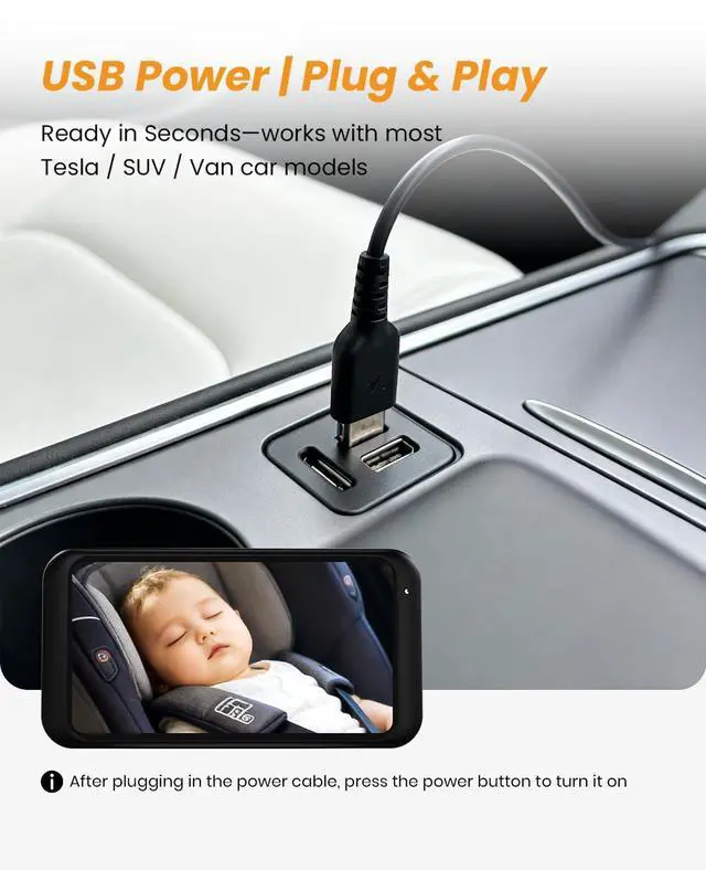 Alt view image 9 of 14 - USB Car Camera for Baby : 4.5" Baby Car Camera with 1080P Crystal Clear Mirror View, Easy Installation Carseat Rear Facing Moitor for Kids, HD IR Night Vision Backseat Monitor