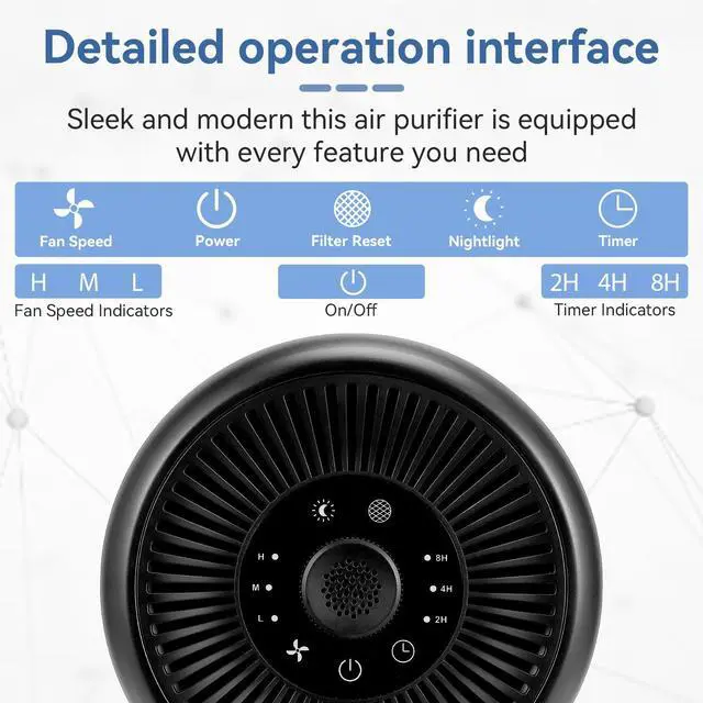 Alt view image 12 of 14 - 2 Pack Air Purifiers for Bedroom Home with Aromatherapy Function,Small Air Purifier with Nightlight Speed Control,24dB Low Noise for Better Sleep,For Pet Room Dorm Kitchen,P60 (Black)