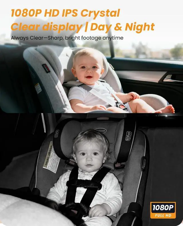 Alt view image 10 of 14 - USB Car Camera for Baby : 4.5" Baby Car Camera with 1080P Crystal Clear Mirror View, Easy Installation Carseat Rear Facing Moitor for Kids, HD IR Night Vision Backseat Monitor