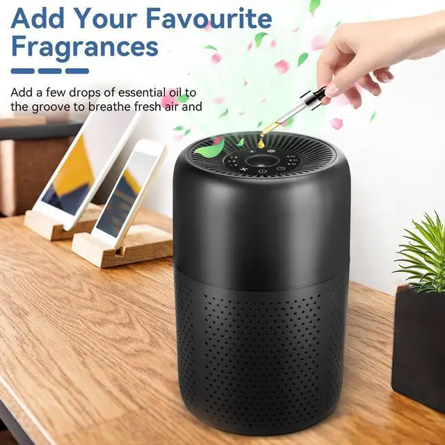 Alt view image 9 of 14 - 2 Pack Air Purifiers for Bedroom Home with Aromatherapy Function,Small Air Purifier with Nightlight Speed Control,24dB Low Noise for Better Sleep,For Pet Room Dorm Kitchen,P60 (Black)