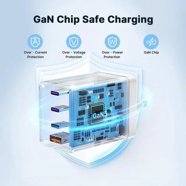 Alt view image 10 of 12 - 2 Pack 200W USB C Charger Block, Adapter for iPhone 17/16/15 Pro Max Charger Fast Charging, Foldable 4-Port GaN5 Fast Charging Block, Dual 65W Laptop Super Fast Charger Type C for MacBook Pro/Air iPad