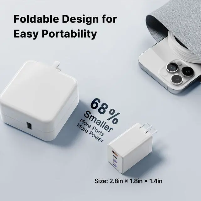 Alt view image 12 of 12 - 2 Pack 200W USB C Charger Block, Adapter for iPhone 17/16/15 Pro Max Charger Fast Charging, Foldable 4-Port GaN5 Fast Charging Block, Dual 65W Laptop Super Fast Charger Type C for MacBook Pro/Air iPad