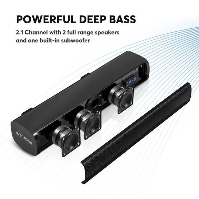 Alt view image 9 of 14 - 2.1 Sound Bars for TV, Built-in Subwoofer, 6 Levels Voice Enhancement, 16 Inches TV Soundbar Speakers with Bluetooth 5.3/Optical/AUX/USB Connection, Wall Mount, 3 EQ Modes, S100