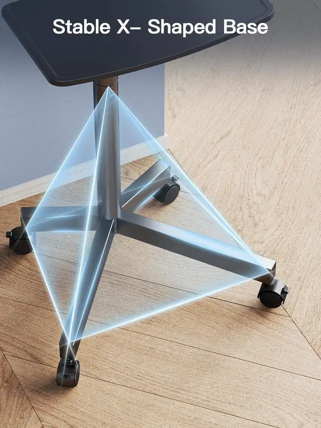 Alt view image 12 of 15 - Rolling TV Stand on Wheels for 23-60 Inch Flat Curved Screen TVs, Mobile TV Cart Holds up to 99 lbs -Portable TV Stand Adjustable Height with Shelf/Tray, Max VESA 400x400mm, PSTVMC04