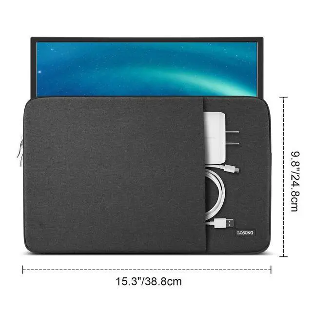 Alt view image 9 of 14 - Portable Monitor Case 15.6 Inch, Protective Carrying Sleeve for Most 16.1/15.6 in Monitors, Water Resistant Portable Laptop Display Bag with Accessory Pocket, Size-15.3"x9.8" Black