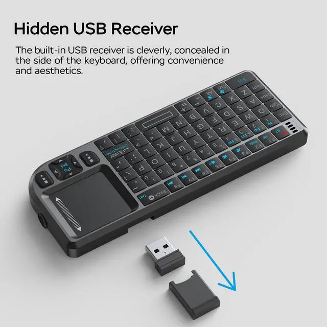 Alt view image 12 of 14 - Mini Keyboard with Touchpad, Mini Bluetooth Keyboard, 2.4G Ultra-Thin Handheld Wireless Portable, Suitable for PC/Tablet/TV/Smartphone, Suitable for Travel, Office and Home UseRechargeable