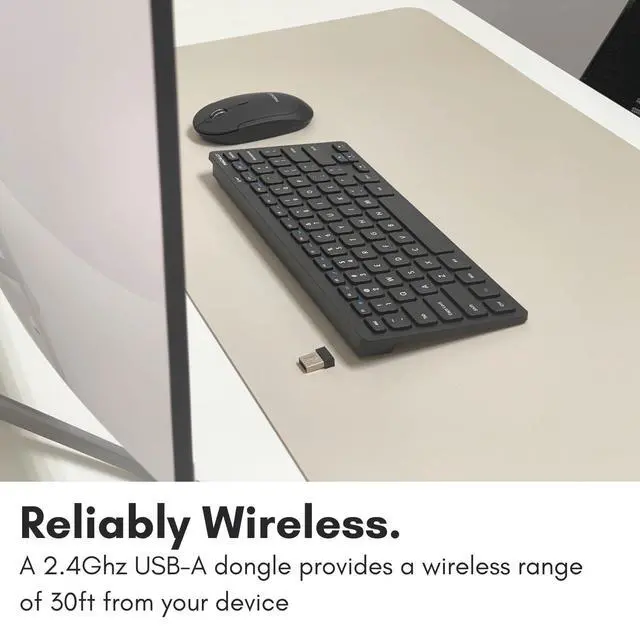 Alt view image 10 of 14 - Mini Compact Keyboard - Wireless Keyboards for Desktop PC, Surface, Chromebook, Notebook, Laptop Keyboard, Slim Key Board with 2.4G Wireless USB - Small Keyboard for Travel (Black)