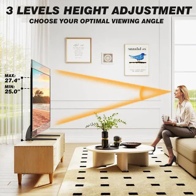 Alt view image 9 of 14 - TV Stand Mount, Universal TV Stand Tabletop for 22 to 65 inch Plasma LCD LED Flat Screen TVs, Strong TV Legs Holds up to 88lbs, Height Adjustable TV Base, Max VESA 800 x 500mm
