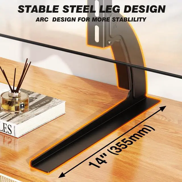 Alt view image 13 of 14 - TV Stand Mount, Universal TV Stand Tabletop for 22 to 65 inch Plasma LCD LED Flat Screen TVs, Strong TV Legs Holds up to 88lbs, Height Adjustable TV Base, Max VESA 800 x 500mm