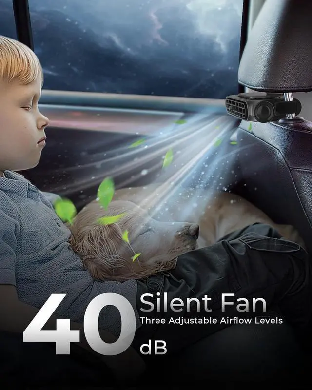Alt view image 11 of 14 - Car Fan for Driver and Passenger's Seat - Mini Portable USB Backseat Cooling Fan Kids Baby Quiet headrest Neck Fan Accessories with 3 Adjustable Wind Speeds for All Cars Vehicle Jeep Van RV Truck