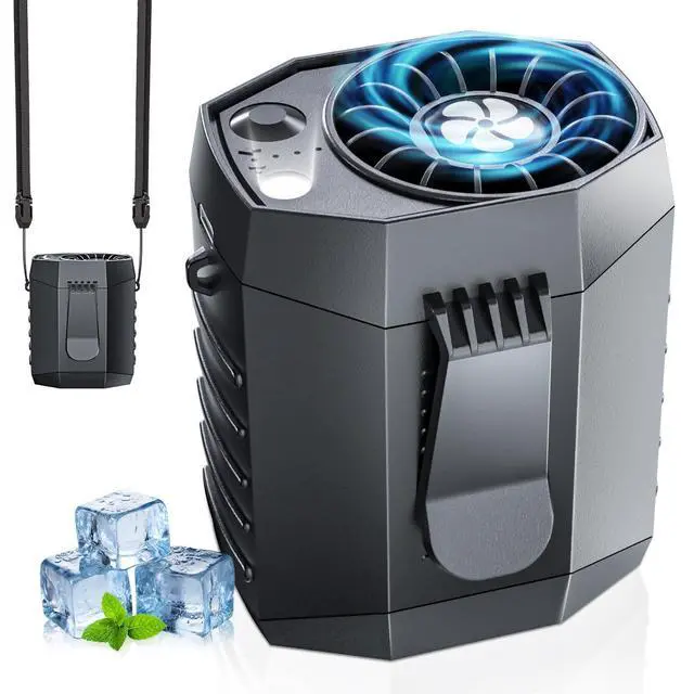 Alt view image 7 of 12 - 2026 Smart Portable Rechargeable Fan with LED Light & 25H Runtime, 4-Speed 9200RPM Turbo Cooling Personal Waist Fan, Wearable Neck & Belt Clip for Camping, Outdoor, Hiking - Black