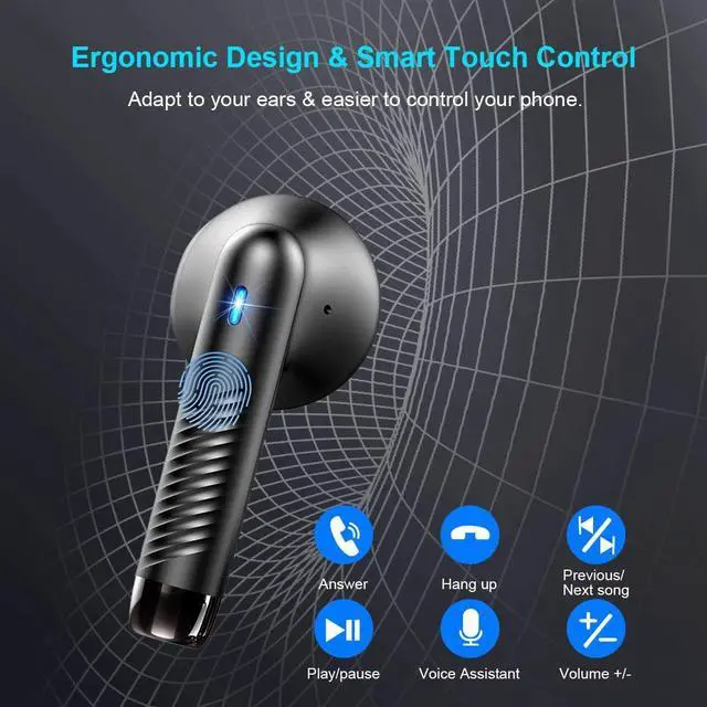 Alt view image 13 of 14 - Wireless Earbuds, Bluetooth 5.4 Earbuds Stereo Bass, Bluetooth Headphones in Ear Noise Cancelling Mic, Earphones IP7 Waterproof Sports, 32H Playtime USB C Mini Charging Case Ear Buds for Android iOS
