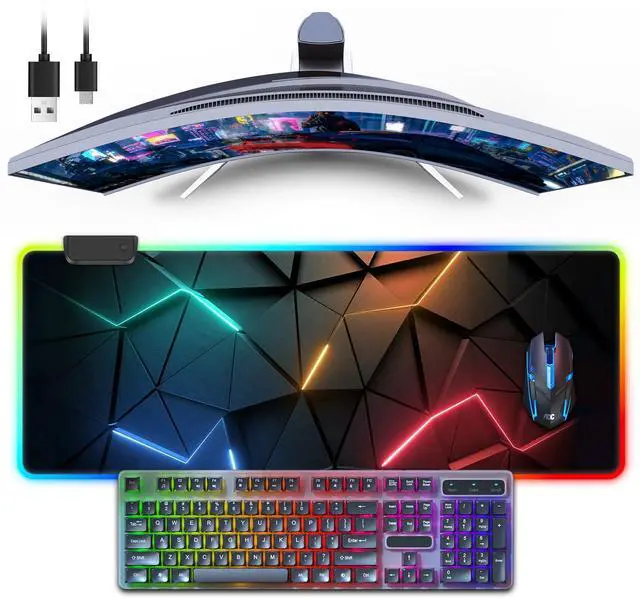 Alt view image 8 of 14 - RGB Mouse Pad Desk Pad, Large Gaming Mousepad with LED Light 13 Light Modes Touch Control Extended Soft Computer Keyboard Mat Pad, Desk Mat with Non-Slip Rubber Base for MacBook & Laptop(31.5X11.8)