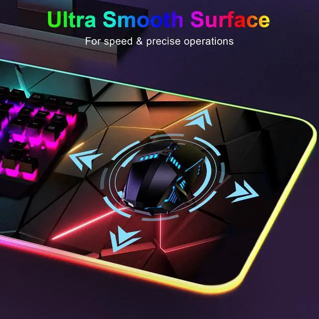 Alt view image 12 of 14 - RGB Mouse Pad Desk Pad, Large Gaming Mousepad with LED Light 13 Light Modes Touch Control Extended Soft Computer Keyboard Mat Pad, Desk Mat with Non-Slip Rubber Base for MacBook & Laptop(31.5X11.8)