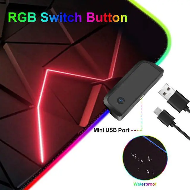 Alt view image 13 of 14 - RGB Mouse Pad Desk Pad, Large Gaming Mousepad with LED Light 13 Light Modes Touch Control Extended Soft Computer Keyboard Mat Pad, Desk Mat with Non-Slip Rubber Base for MacBook & Laptop(31.5X11.8)