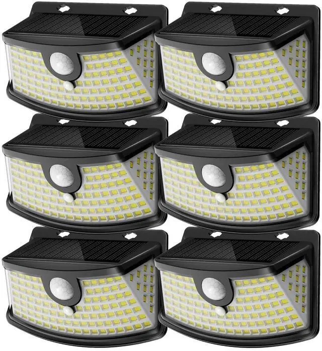 Alt view image 8 of 14 - New Solar Motion Sensor Lights 120 LEDs with Lights Reflector,270° Wide Angle, IP65 Waterproof, Step Lights for Front Door, Yard, Garage, Deck (Black, Daylight White, 6-Pack)
