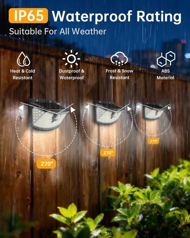 Alt view image 9 of 14 - New Solar Motion Sensor Lights 120 LEDs with Lights Reflector,270° Wide Angle, IP65 Waterproof, Step Lights for Front Door, Yard, Garage, Deck (Black, Daylight White, 6-Pack)