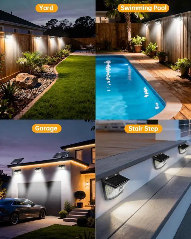 Alt view image 14 of 14 - New Solar Motion Sensor Lights 120 LEDs with Lights Reflector,270° Wide Angle, IP65 Waterproof, Step Lights for Front Door, Yard, Garage, Deck (Black, Daylight White, 6-Pack)