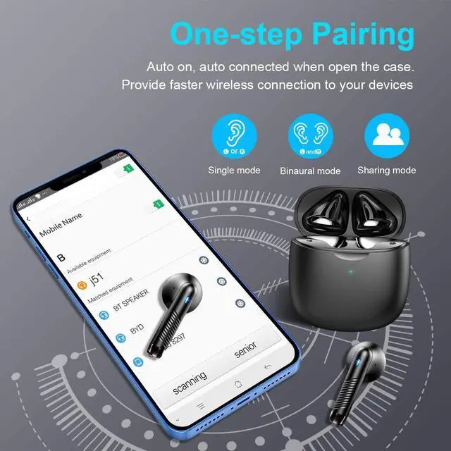 Alt view image 12 of 14 - Wireless Earbuds, Bluetooth 5.4 Earbuds Stereo Bass, Bluetooth Headphones in Ear Noise Cancelling Mic, Earphones IP7 Waterproof Sports, 32H Playtime USB C Mini Charging Case Ear Buds for Android iOS