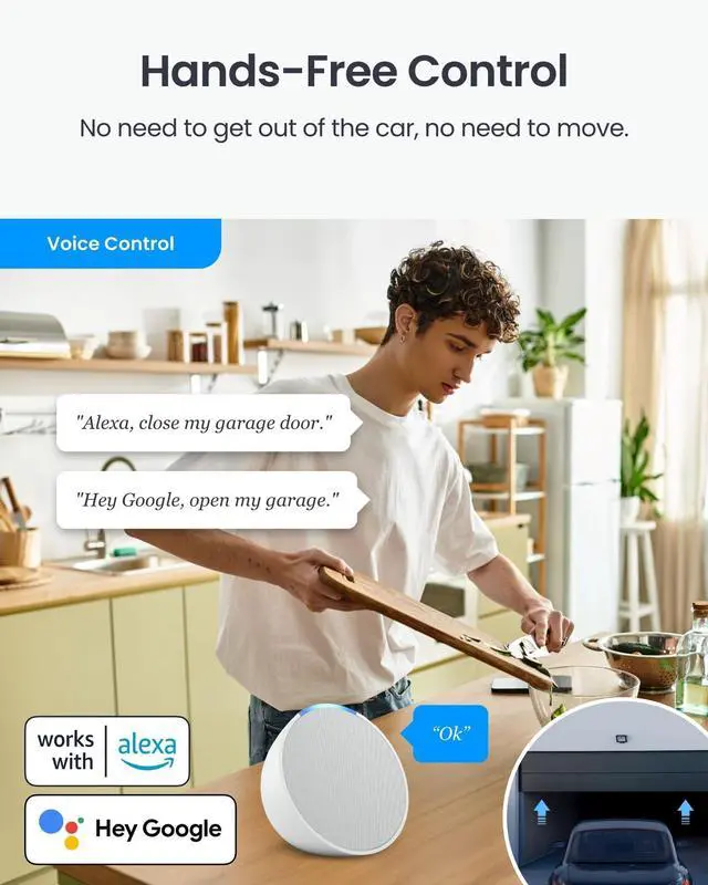Alt view image 11 of 14 - WiFi Smart Garage Door Opener, Matter Certified, Alexa/Google/Siri/IFTTT/Smartthings Supported, Most Garage Door Supported, App Control, Multiple Notification Modes, No Hub Needed