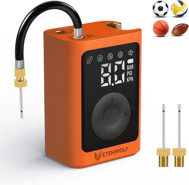 Alt view image 8 of 14 - P300 Plus Ball Pump, Electric Basketball Pump Inflation and Deflation, with 3200 mAh Rechargeable Battery, Air Pump for All Sports Balls, Vivid Orange