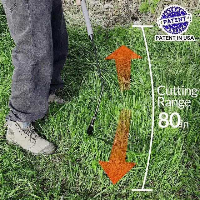 Alt view image 11 of 14 - Grass Whip with Double-Edged Serrated Sharp Steel Blade Weed Grass Cutter with Soft Rubber 22-Inch Handle Cut Tall Grass and Overgrown Weeds in The Yard, Fields, and Ditches, Black,1 Pack