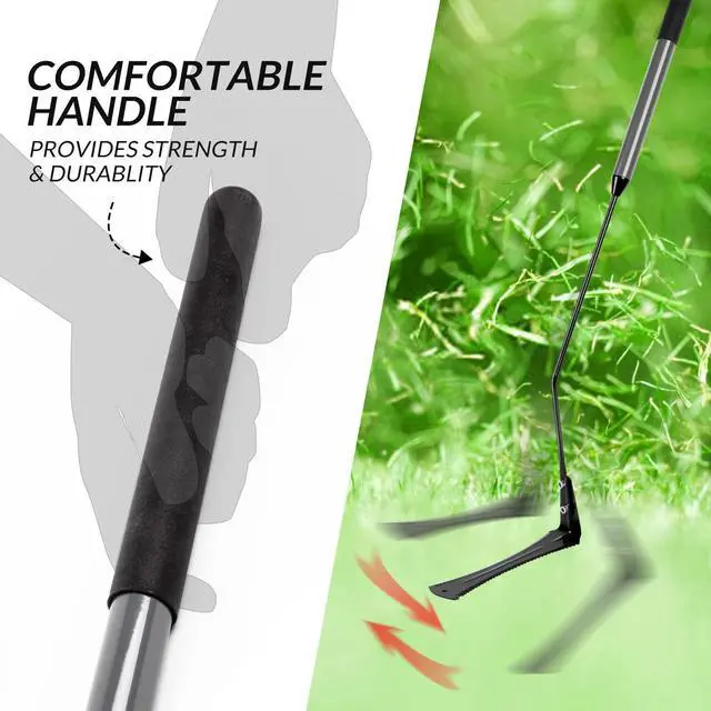 Alt view image 13 of 14 - Grass Whip with Double-Edged Serrated Sharp Steel Blade Weed Grass Cutter with Soft Rubber 22-Inch Handle Cut Tall Grass and Overgrown Weeds in The Yard, Fields, and Ditches, Black,1 Pack