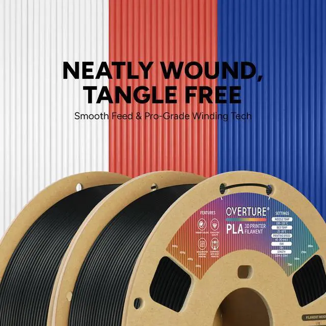 Alt view image 9 of 14 - PLA Filament 1.75mm PLA 3D Printer Filament, 2kg Cardboard Spool (4.4lbs), Dimensional Accuracy +/- 0.02mm, Fit Most FDM Printer (Black 2-Pack)