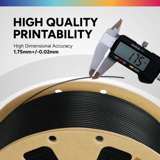 Alt view image 10 of 14 - PLA Filament 1.75mm PLA 3D Printer Filament, 2kg Cardboard Spool (4.4lbs), Dimensional Accuracy +/- 0.02mm, Fit Most FDM Printer (Black 2-Pack)