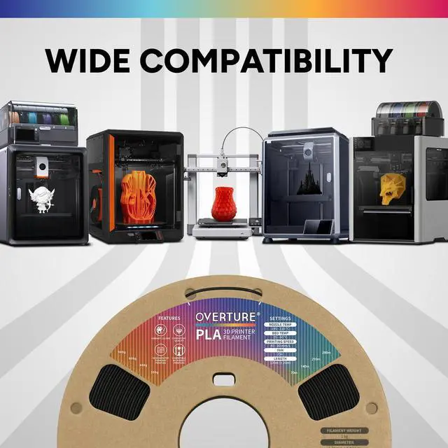 Alt view image 12 of 14 - PLA Filament 1.75mm PLA 3D Printer Filament, 2kg Cardboard Spool (4.4lbs), Dimensional Accuracy +/- 0.02mm, Fit Most FDM Printer (Black 2-Pack)