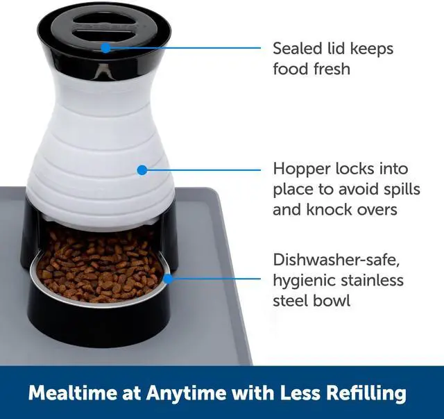 Alt view image 7 of 10 - Healthy Pet Food Station - Automatic Indoor Gravity Cat & Dog Feeder - Space-Saving Self Feeder - Easy to Clean - Small - Up to 2 lb Kibble Capacity
