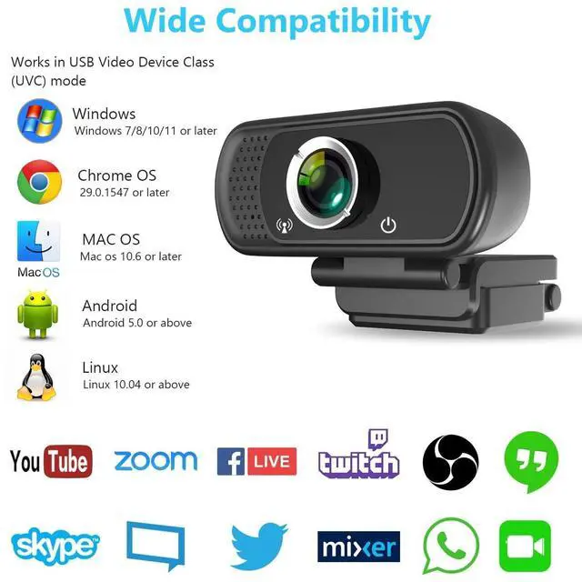 Alt view image 11 of 14 - Full HD 1080P Webcam with Privacy Shutter and Tripod, Pro Streaming Web Camera with Microphone, Widescreen USB Computer Camera for Laptop Desktop Mac