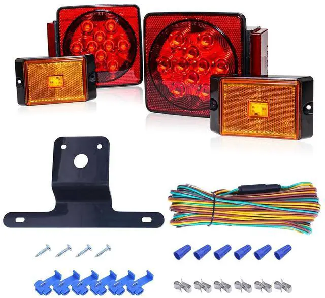 Alt view image 5 of 8 - 70205 Trailer Light Kit - 12V All LED, Left and Right Waterproof Submersible for Trailers, Boat Trailer Truck Marine Camper RV Snowmobile, Red