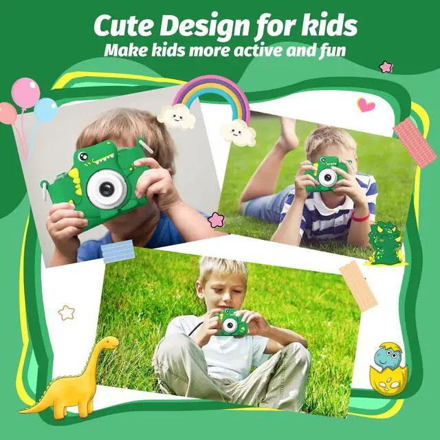 Alt view image 12 of 14 - Upgrade Dinosaur Kids Camera, Christmas Birthday Gifts for Girls Boys 3-12, 1080P HD Selfie Digital Video Camera for Toddlers, Cute Portable Little Girls Boys Gifts Toys for 3 4 5 6 7 8 9 Years Old