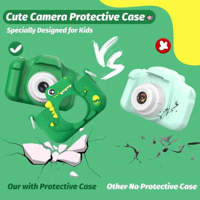 Alt view image 14 of 14 - Upgrade Dinosaur Kids Camera, Christmas Birthday Gifts for Girls Boys 3-12, 1080P HD Selfie Digital Video Camera for Toddlers, Cute Portable Little Girls Boys Gifts Toys for 3 4 5 6 7 8 9 Years Old