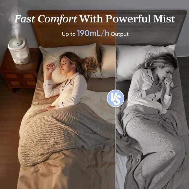 Alt view image 9 of 14 - Top Fill Humidifiers for Bedroom, 2.5L Tank for Large Room, Easy to Fill & Clean, 28dB Quiet Cool Mist Air Humidifier for Home Baby Nursery & Plants, Auto Shut-off for Safety, 25H