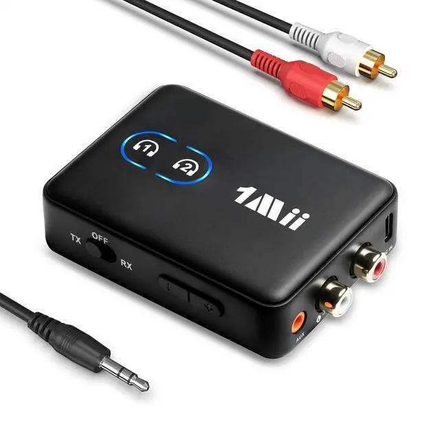 Alt view image 8 of 14 - RCA Bluetooth 5.3 Adapter for TV, 3.5mm AUX Bluetooth Transmitter Receiver for 2 AirPods or Headphones, Home Stereo, Speakers, Projector, Treadmills, PC, with Volume Control, aptX Low Latency