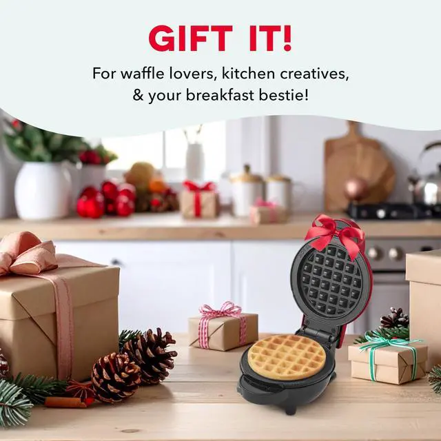 Alt view image 14 of 14 - Holiday MultiMaker Mini System - Includes Seasonal Snowflake, Pumpkin, Heart, Santa, and Classic Waffle Plates - Red, Six 4-Inch Removable Plates