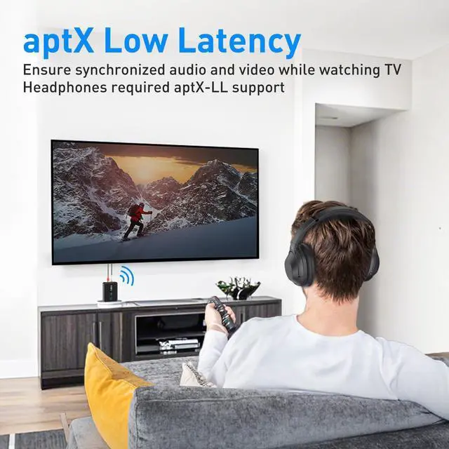 Alt view image 10 of 14 - RCA Bluetooth 5.3 Adapter for TV, 3.5mm AUX Bluetooth Transmitter Receiver for 2 AirPods or Headphones, Home Stereo, Speakers, Projector, Treadmills, PC, with Volume Control, aptX Low Latency