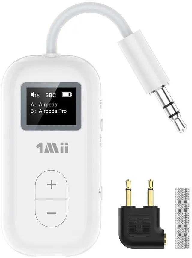 Alt view image 8 of 14 - SafeFly Dual | Bluetooth 5.3 Adapter Bluetooth Transmitter w/Screen for Wireless Headphones, Wireless Audio Transmitter Use with 3.5 mm Audio Jack on Airplanes/Gym/TVs-Transmitter Only