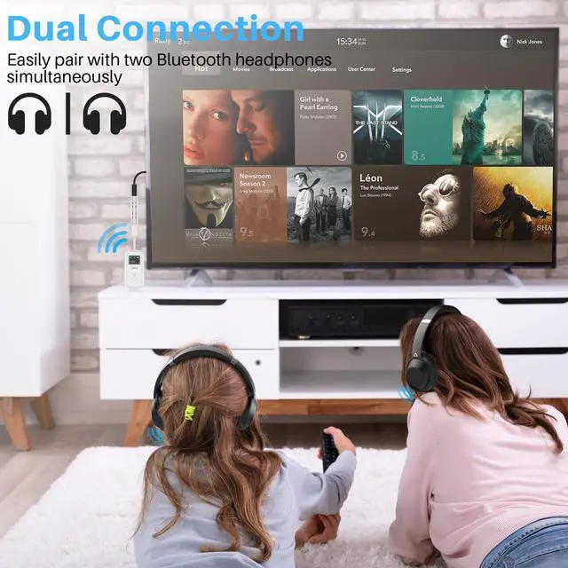 Alt view image 12 of 14 - SafeFly Dual | Bluetooth 5.3 Adapter Bluetooth Transmitter w/Screen for Wireless Headphones, Wireless Audio Transmitter Use with 3.5 mm Audio Jack on Airplanes/Gym/TVs-Transmitter Only