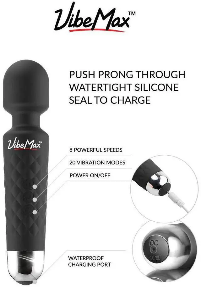 Alt view image 8 of 8 - Rechargeable Personal Massager - Powerful Multi Speed Vibration - Whisper Quiet - Waterproof - for Muscle Tension Relief in Neck, Back, Shoulders, Legs and Feet - Black